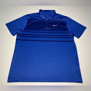 Nike Dri-Fit Standard Fit Mens Royal Blue With Stripes Golf Polo Sz XL